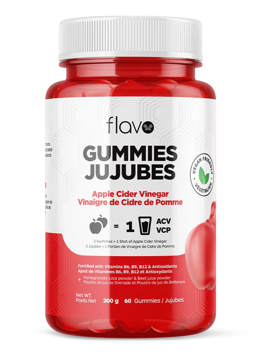 Gummies Vinaigre de Cidre de Pomme avec Vitamines B6, B9, B12 – Flavo (60 unités)