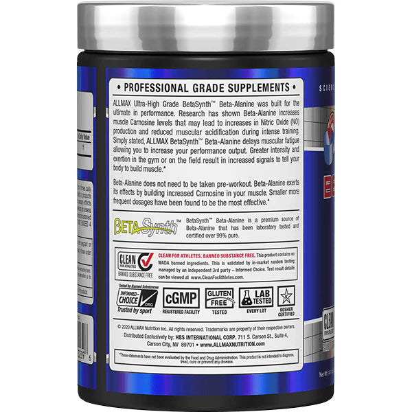 Allmax Beta-Alanine – Endurance & Retard de la Fatigue Musculaire | 400 g
