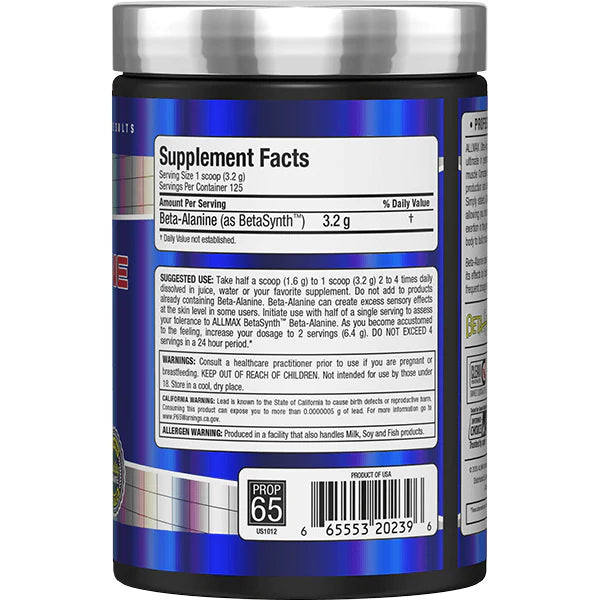 Allmax Beta-Alanine – Endurance & Retard de la Fatigue Musculaire | 400 g