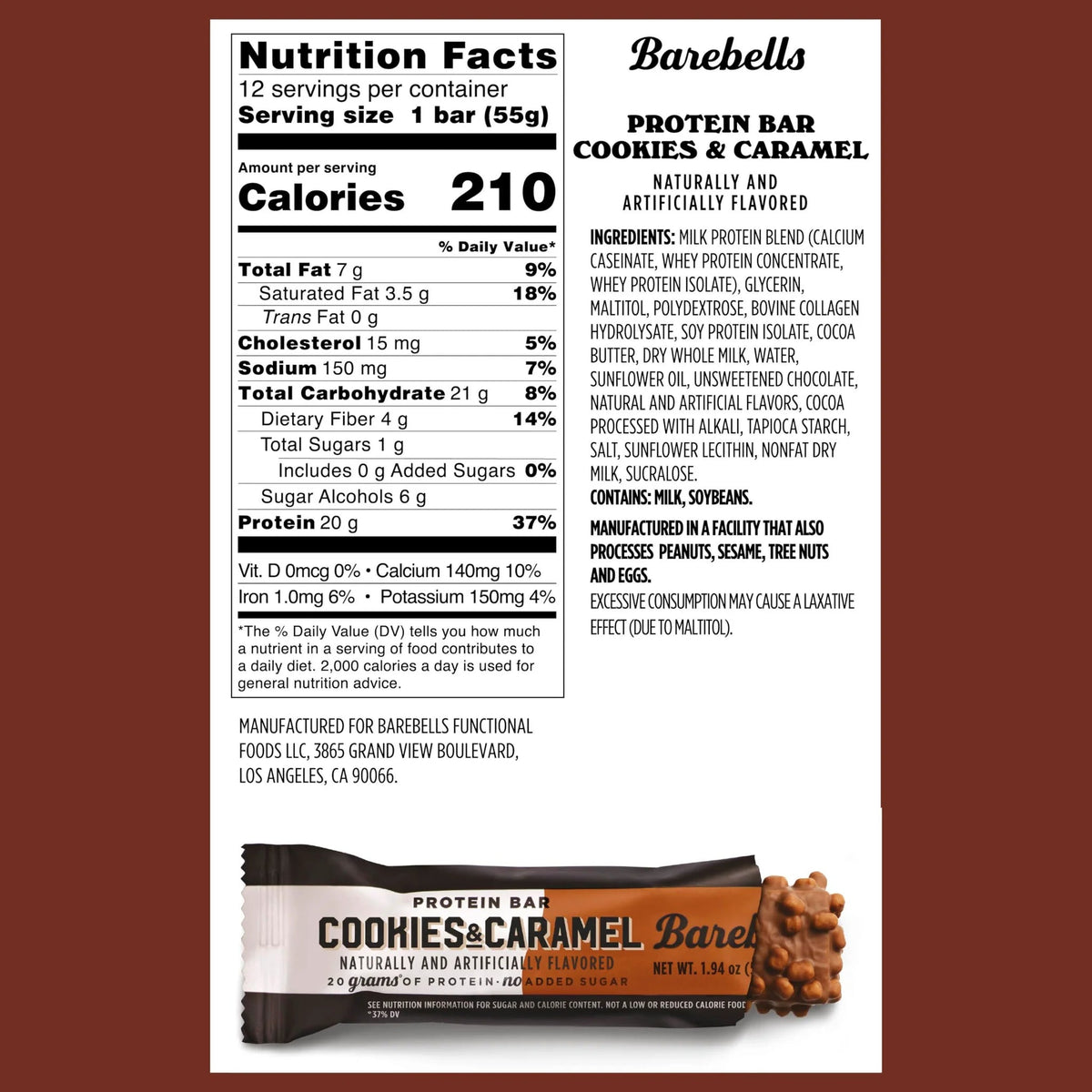 BAREBELLS - BARRE PROTÉINÉE - 55G