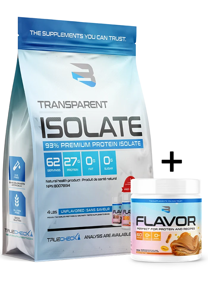 Believe Transparent Isolate – Isolat de Protéine 93% Pur | 4 lbs+FLAVOR PACK