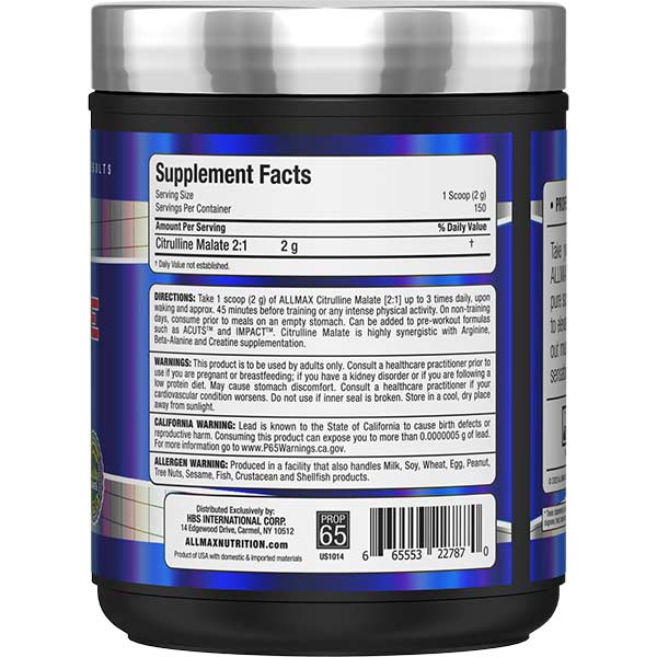 Allmax Citrulline Malate 2:1 – Endurance & Récupération | 300 g