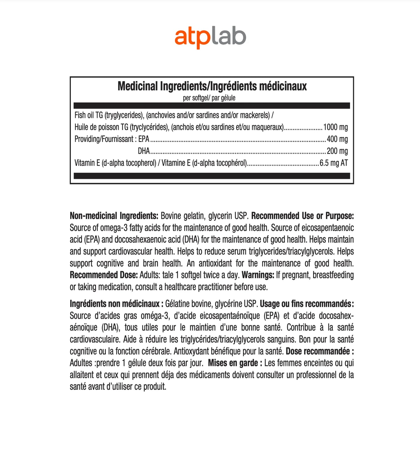 Omega Pure ATP Lab – Ultrapure Omega-3 in Triglyceride | 120 capsules