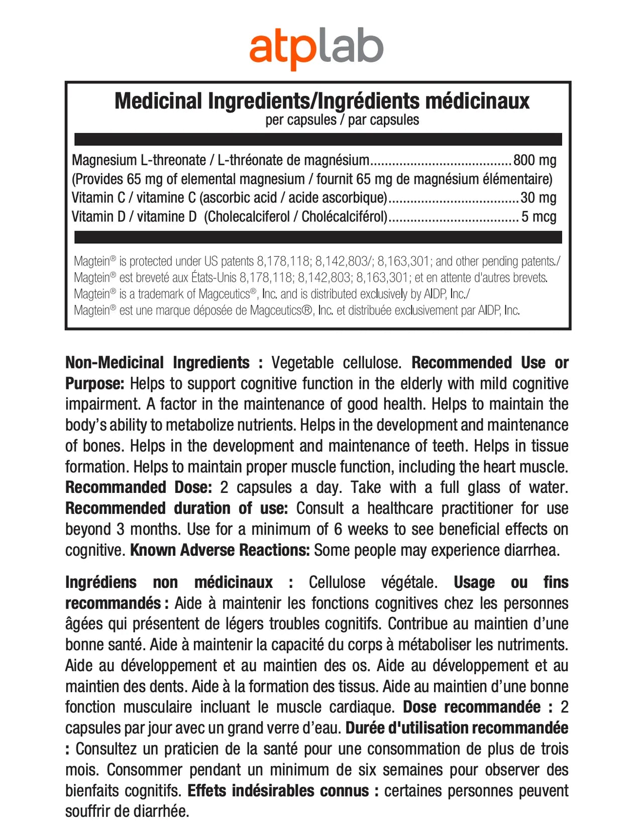 ATP Mind Mag – Magnésium L-thréonate pour la santé cognitive | 60 capsules