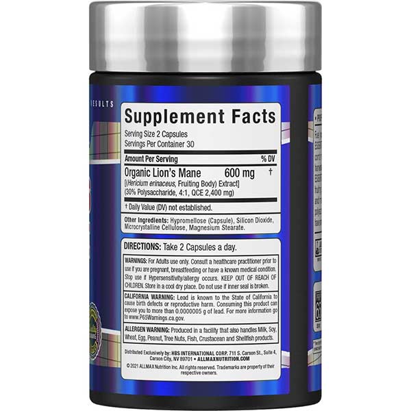 Allmax Lion’s Mane – Focus, Mémoire & Immunité | 60 Capsules