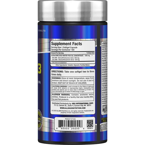 Allmax Omega-3 – 180 capsules | Essential fatty acids EPA & DHA