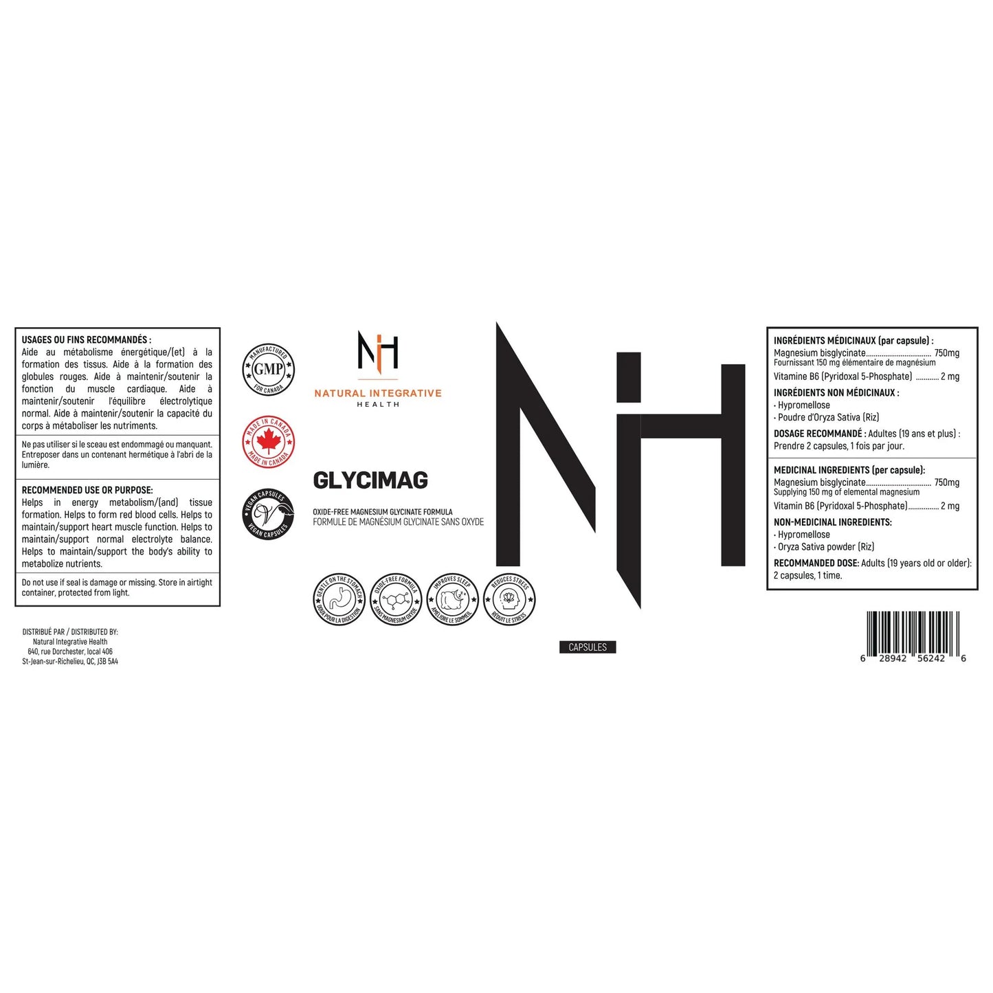 Glycimag – Magnesium Bisglycinate Oxide-Free | Natural Integrative Health | 120 Capsules