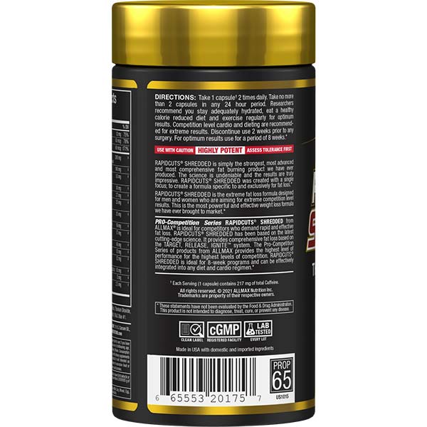 Allmax Rapidcuts Shredded – Brûleur de Graisses Thermogénique | 90 Capsules