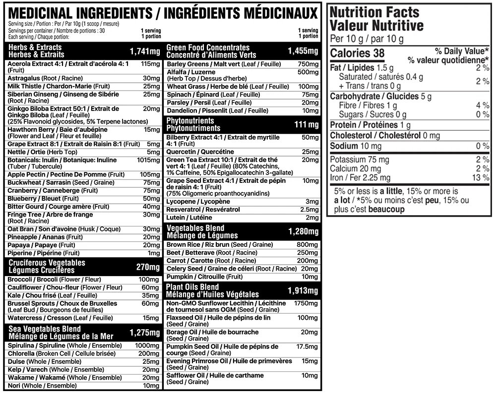 Believe Superfoods + Greens – 70 Portions | Mélange Superaliments & Légumes Verts