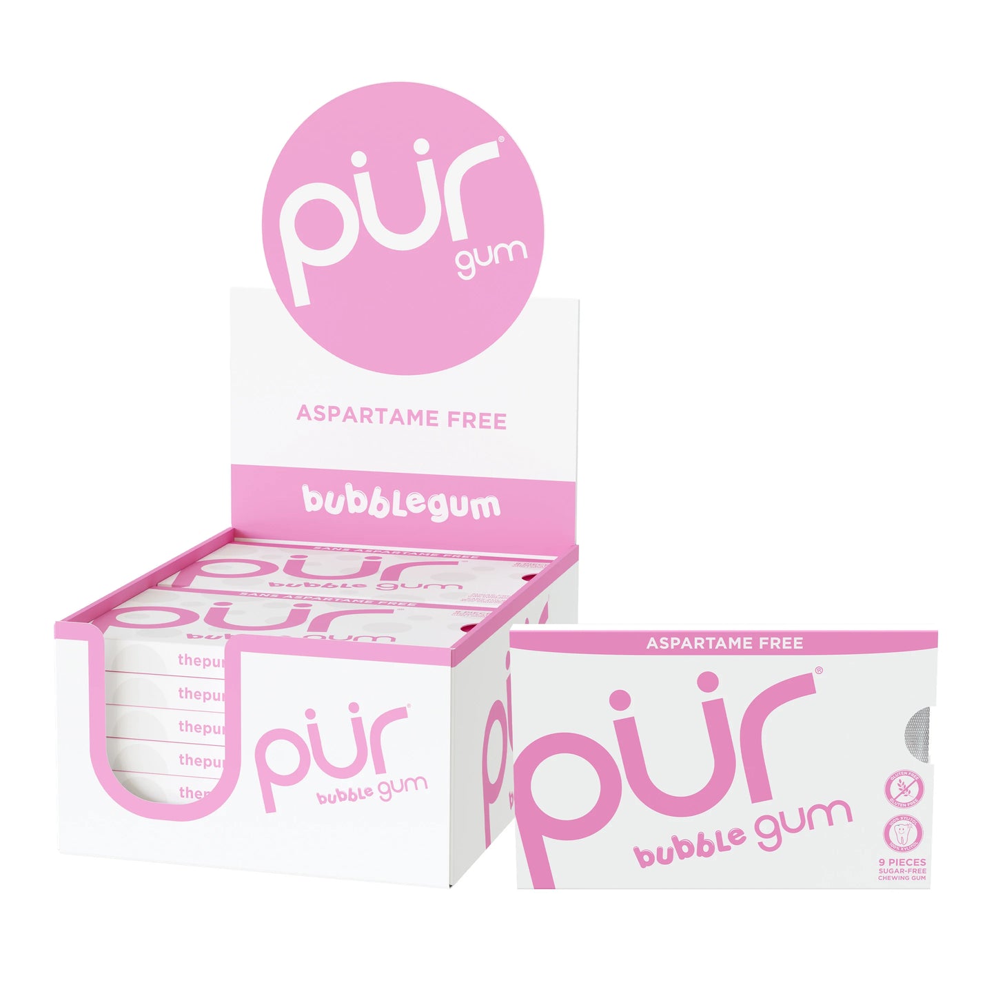 PUR - ASPARTAME FREE GUM - 12 BOITES