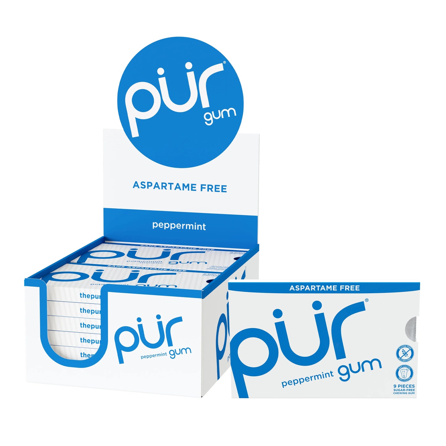 PUR - ASPARTAME FREE GUM - 12 BOITES