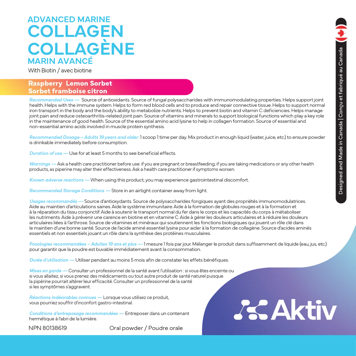 AKTIV - COLLAGÈNE MARIN AVANCÉ - 30 PORTIONS