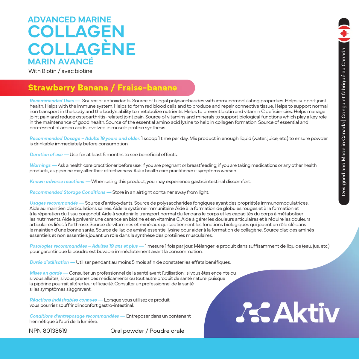 AKTIV - COLLAGÈNE MARIN AVANCÉ - 30 PORTIONS