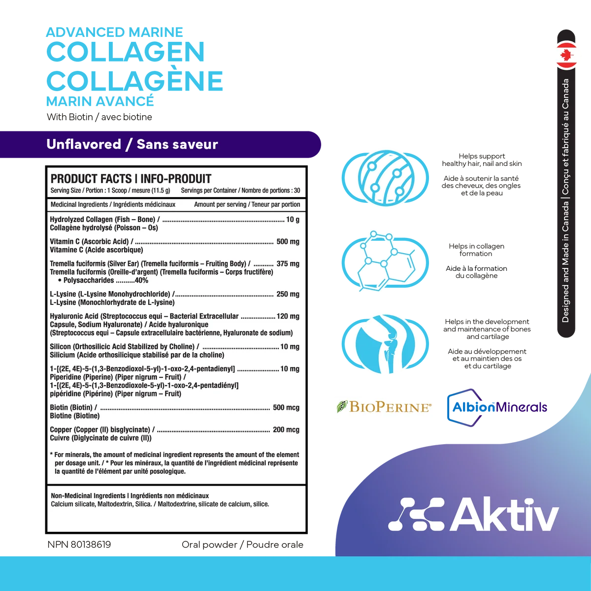 AKTIV - COLLAGÈNE MARIN AVANCÉ - 30 PORTIONS