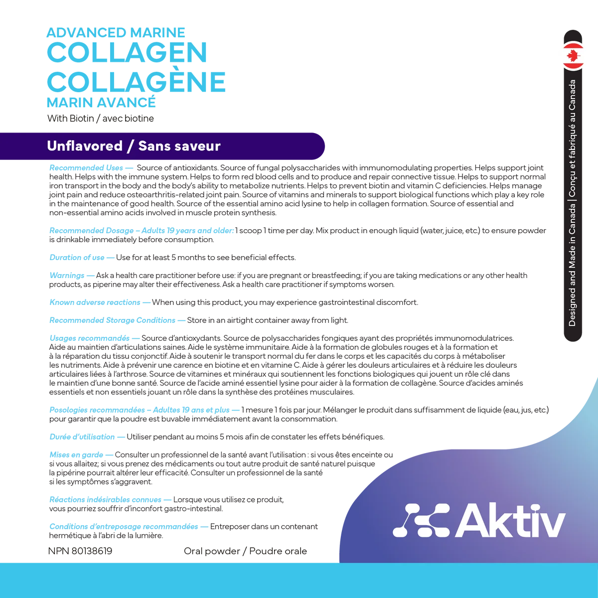 AKTIV - COLLAGÈNE MARIN AVANCÉ - 30 PORTIONS