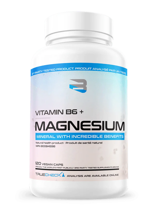 Magnésium + Vitamine B6 – Believe Supplements | Relaxation, Sommeil & Crampes | 120 capsules véganes