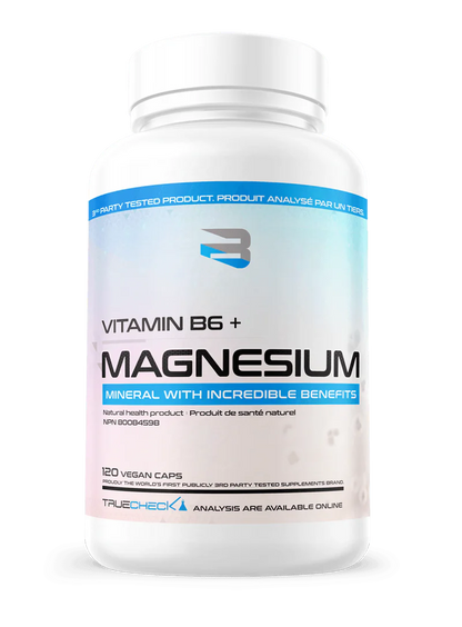 Magnesium + Vitamin B6 – Believe Supplements | Relaxation, Sleep &amp; Cramps | 120 Vegan Capsules