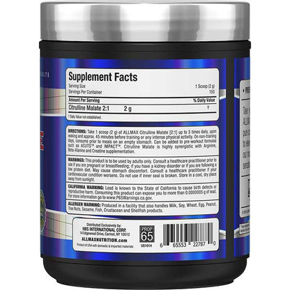 Allmax Citrulline Malate 2:1 – Endurance & Récupération | 300 g