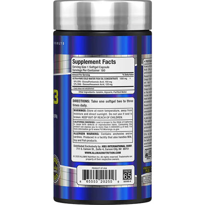 Allmax Omega-3 – 180 capsules | Essential fatty acids EPA &amp; DHA