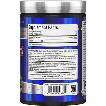 Allmax Taurine – Énergie, Focus Mental & Performance | 400 g