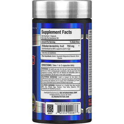 Allmax TribX90 – Tribulus Terrestris Ultra-Concentré | 90 Capsules