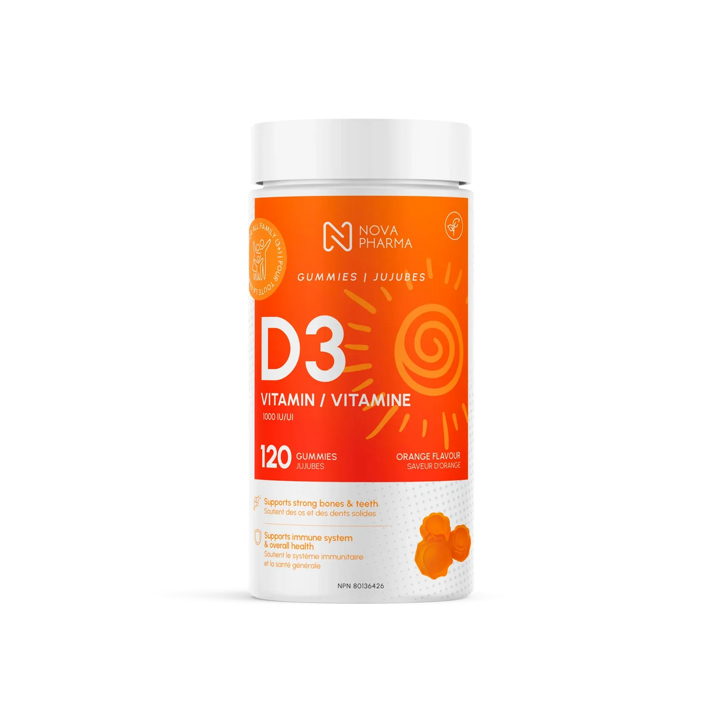 NOVA PHARMA - VITAMINE D3 GÉLIFIÉE - 120 JUJUBES