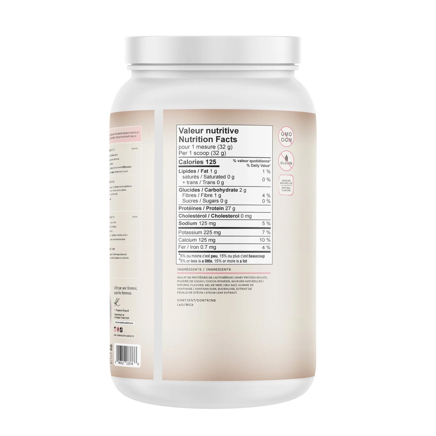Valeurs nutritionnelles de la protéine isolat HERprotein Girl Power double chocolat