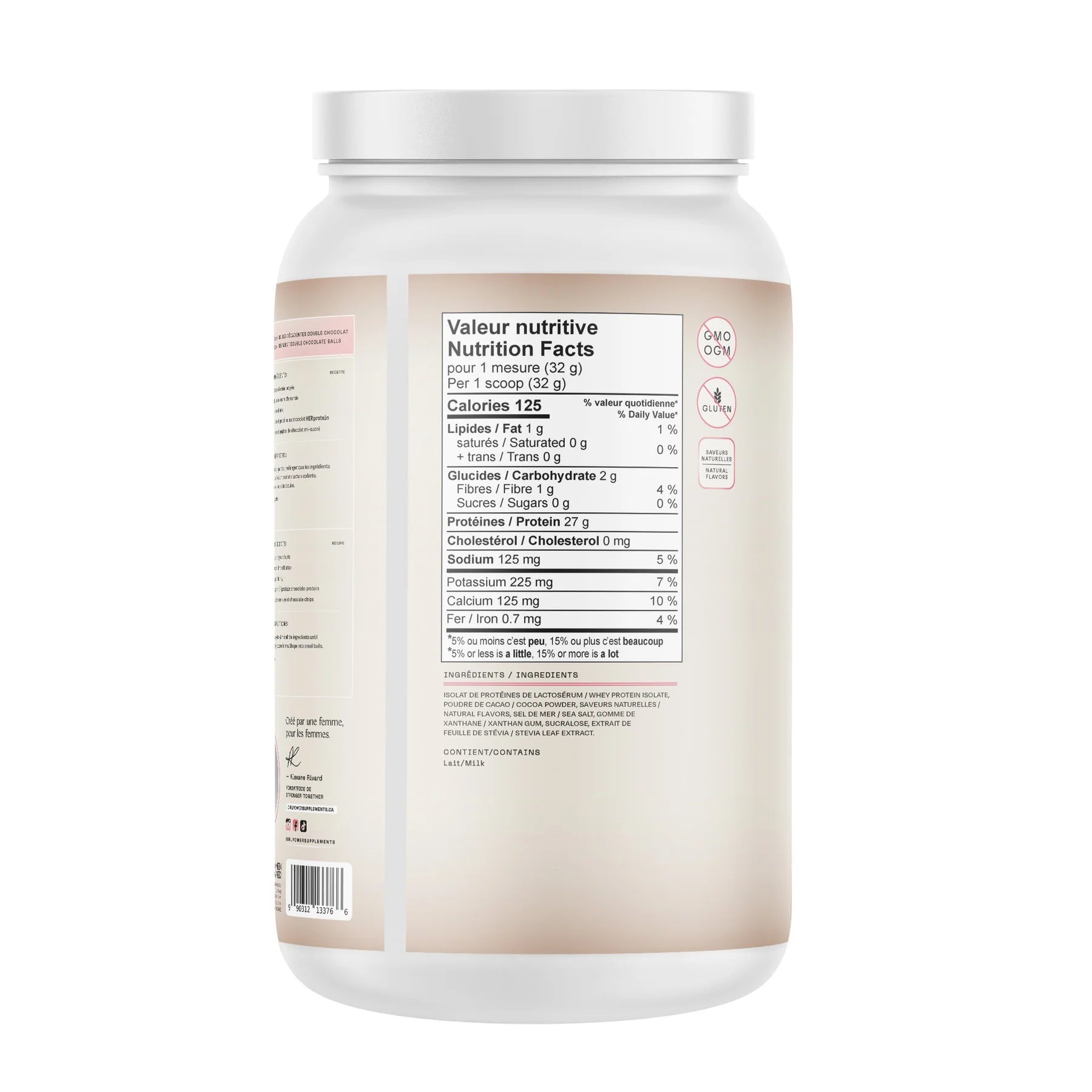 Valeurs nutritionnelles de la protéine isolat HERprotein Girl Power double chocolat