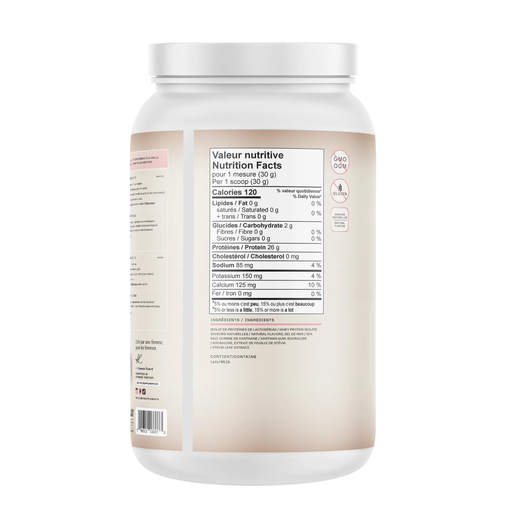 Valeurs nutritionnelles de HERprotein Girl Power, isolat de protéine de lactosérum à la vanille, conçu pour les femmes actives