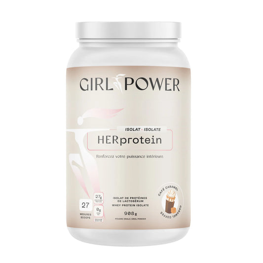 Protéine isolat HERprotein Girl Power café caramel conçue spécialement pour les femmes