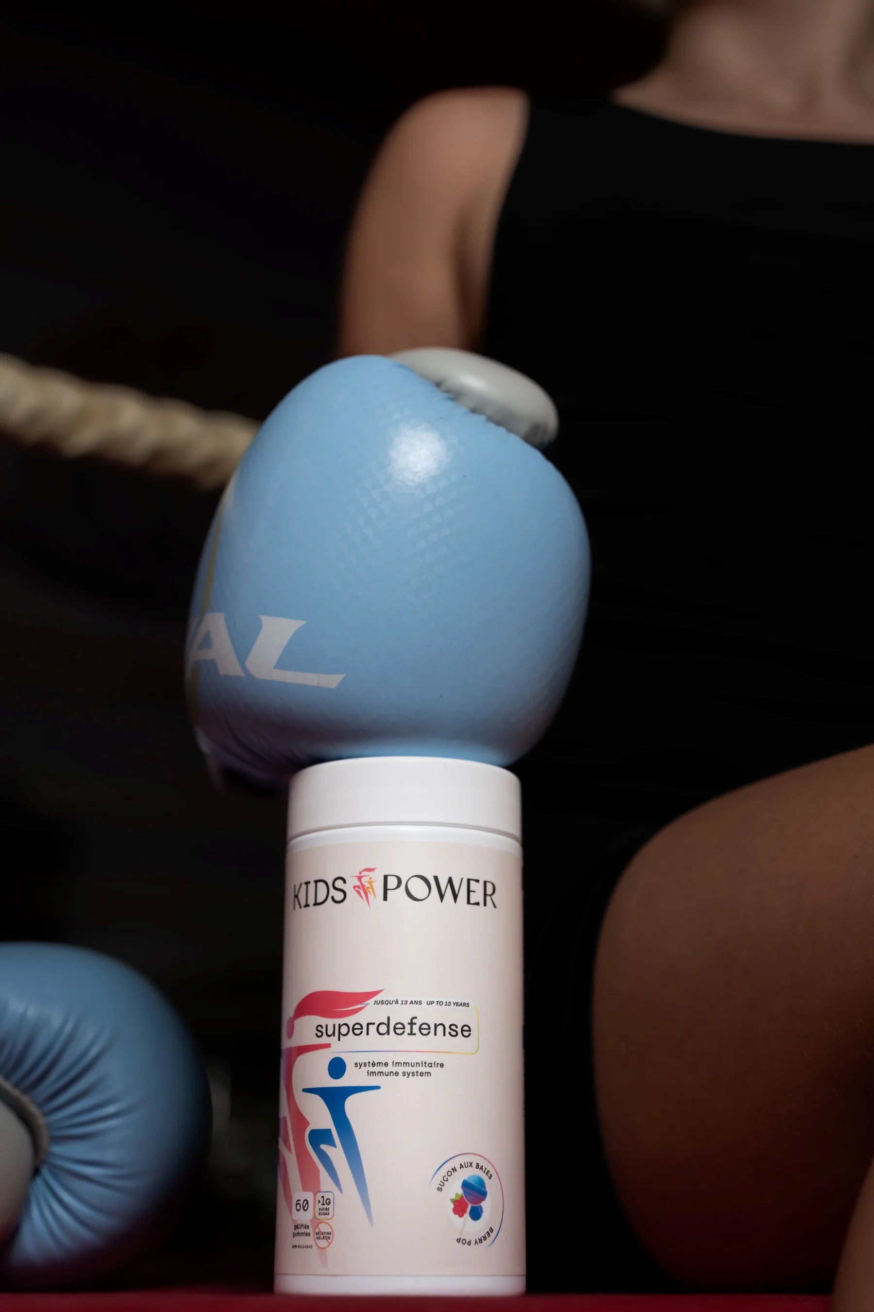 Enfant actif avec Kids Power Superdefense gummies soutien système immunitaire