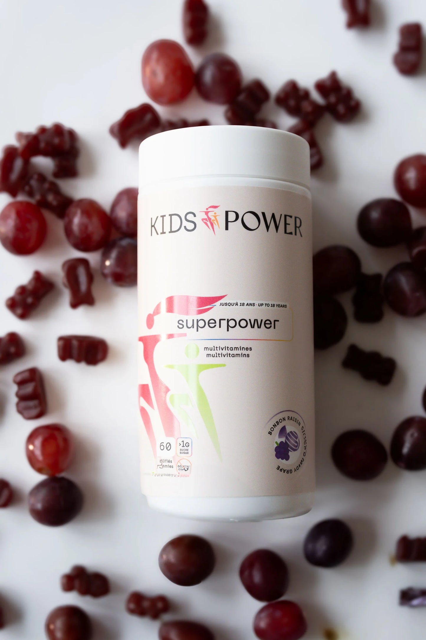 Kids Power Superpower multivitamines gummies raisin enfant avec bonbons vitamines
