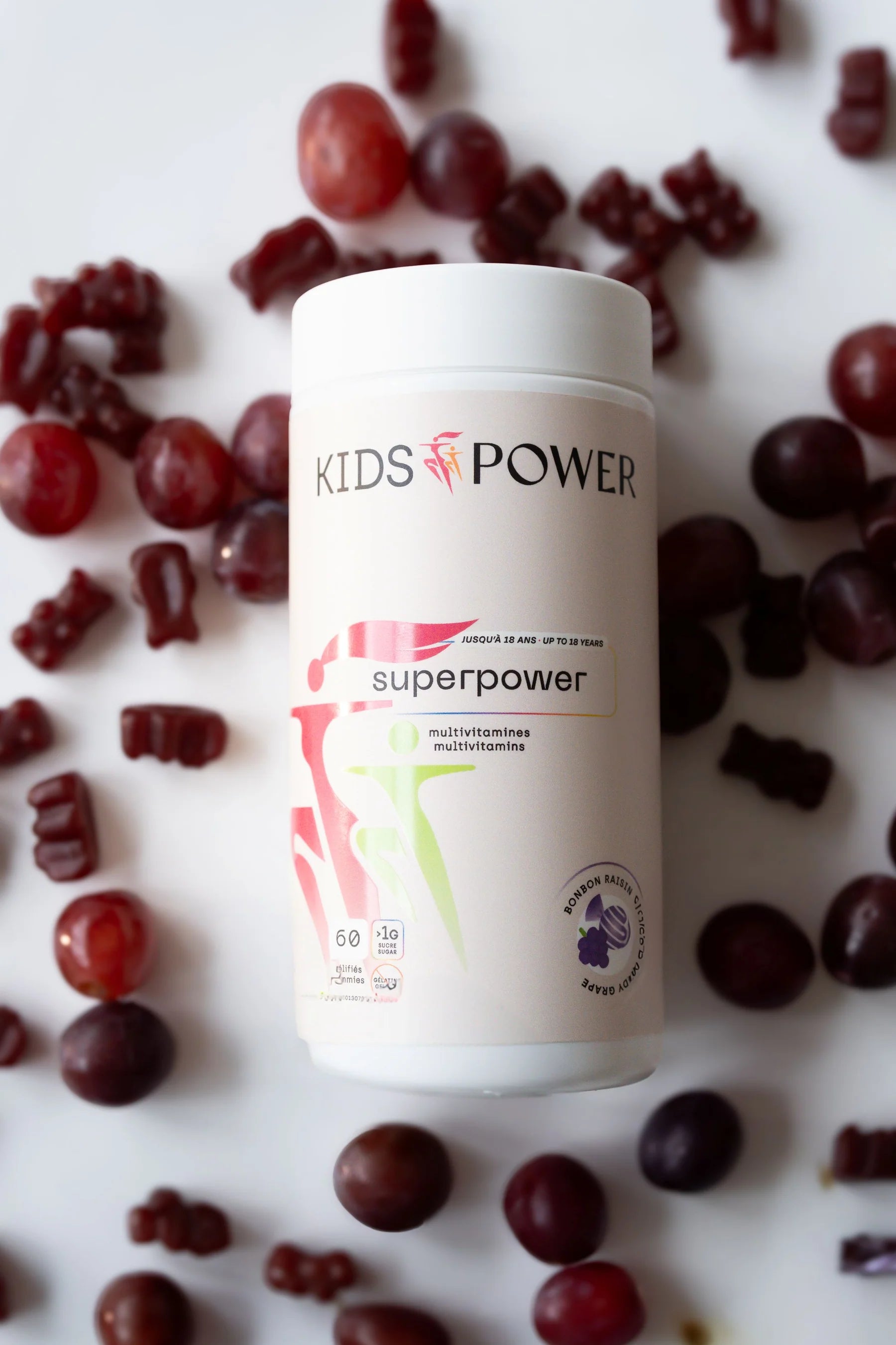 Kids Power Superpower multivitamines gummies raisin enfant avec bonbons vitamines