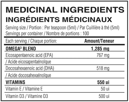 OMEGA 3 + Antioxidants Liquid 500 ml – Believe | Ultra Concentrated Fish Oil EPA DHA + Vitamin D3